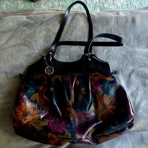 Patricia Nash Floral Black Leather Tote Bag